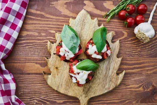 fresh bruschetta with tomatoes and basil